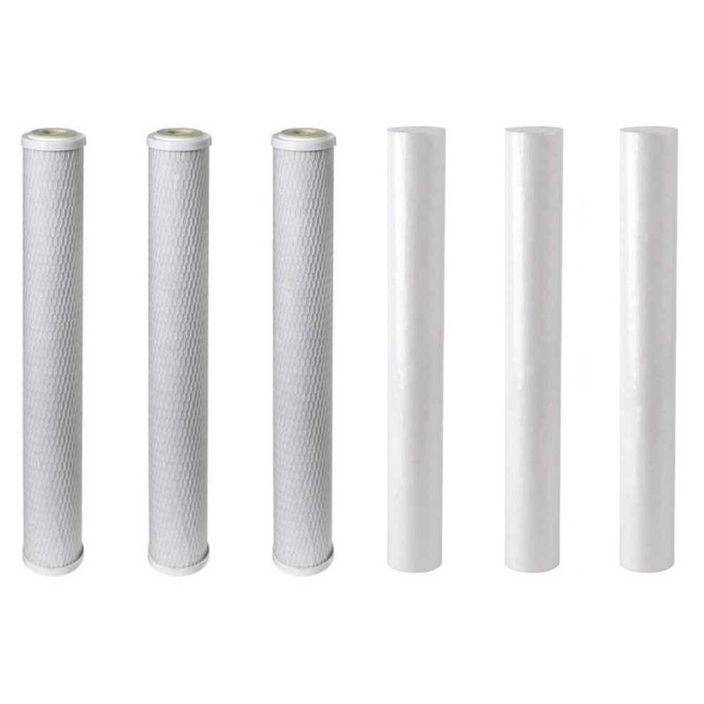 Finerfilters 20" Replacement Pre Filter set Sediment Carbon Pole Fed Window Cleaning RO 6 pack