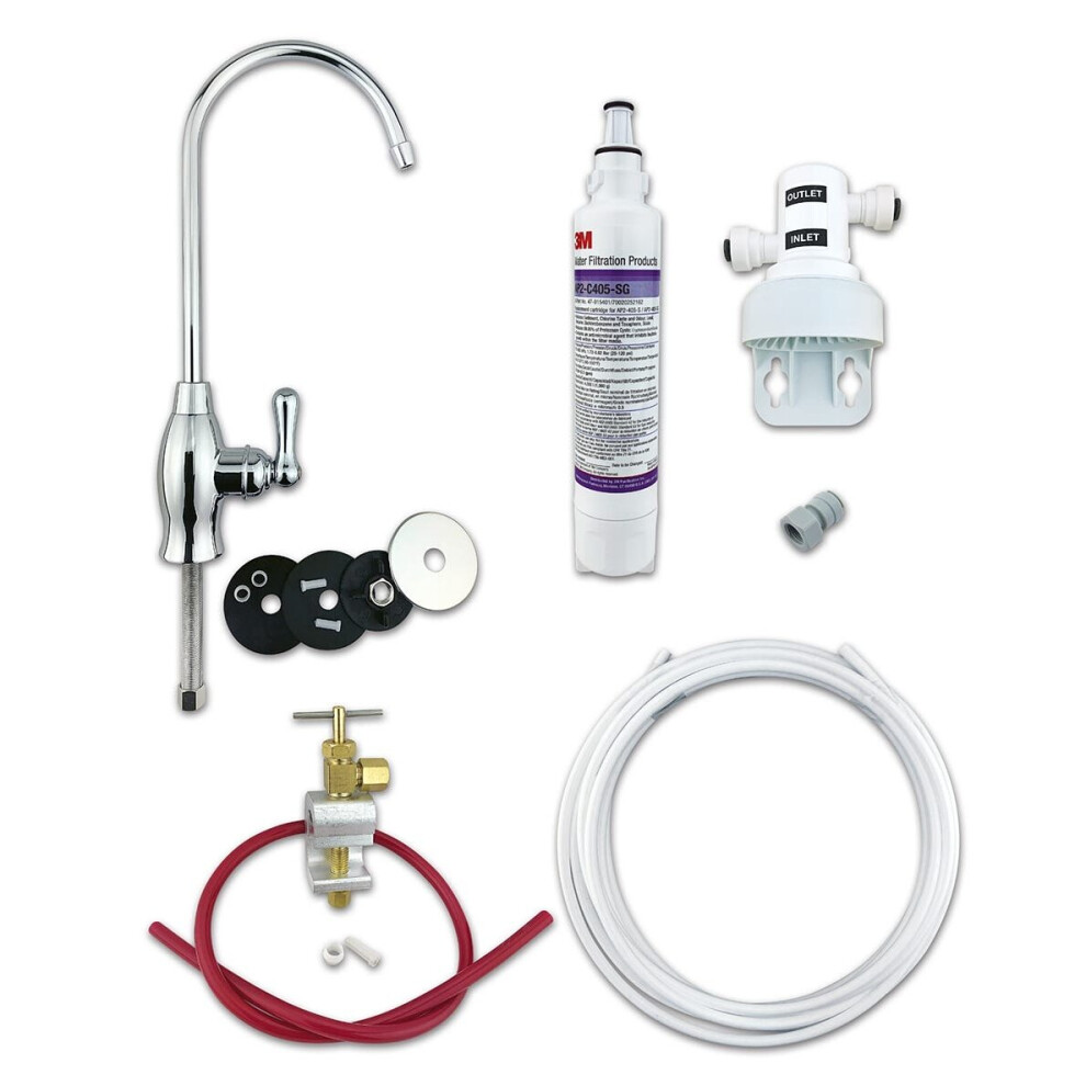 3M Under Sink Drinking Water Filter Kit With Ap2-C405-Sg Bacteria Rated Filter Full Diy System - Baseball Tap
