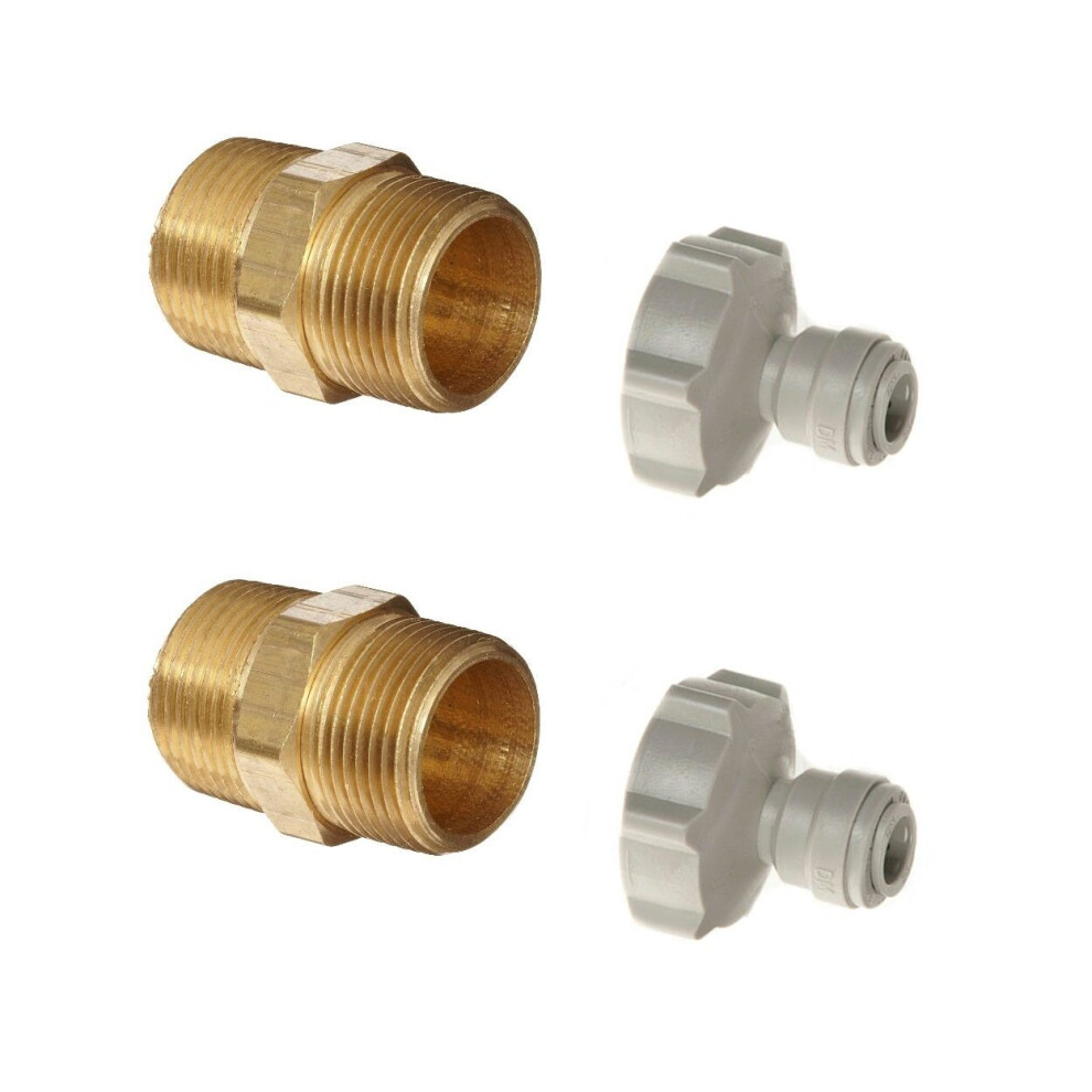 Water Filter Housing To Push Fit Adapter 3/4" Brass Hex Nipple & 3/4" Bsp X 1/4" Pushfit Fittings X 2 5060513512815