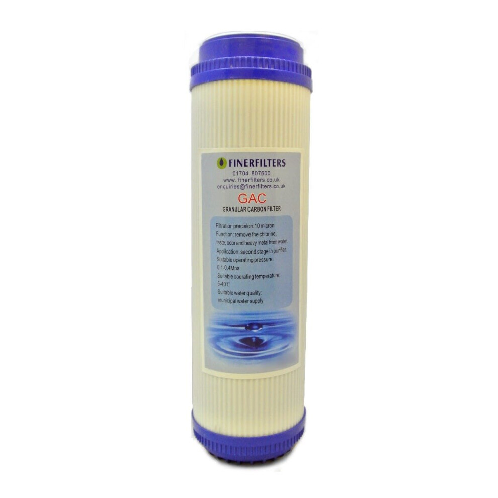 Finerfilters Gac Water Filter Cartridge 10" X 2.5" Granular Activated Carbon Filter