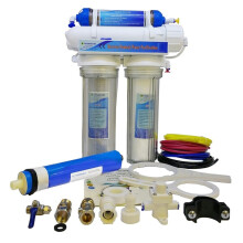 Finerfilters 4 Stage Aquarium Reverse Osmosis Unit 50GPD - Drop In Style with Refillable DI Resin Chamber For Marine, Tropical and Discus Fish