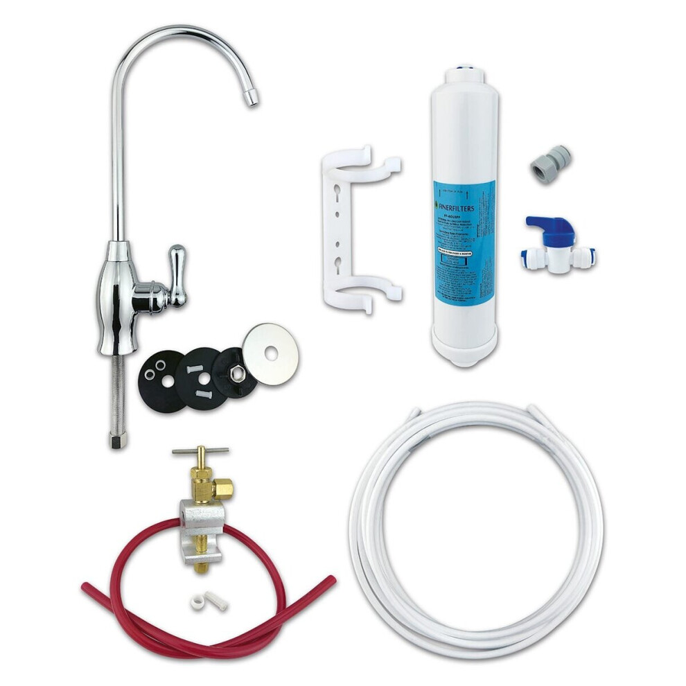 Classic Under Sink Drinking Water Filter System with Finerfilters FF-6010PF Push Fit Filter - Baseball Tap