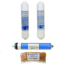 4 Stage Compact Aquarium Reverse Osmosis Replacement Water Filters with 100 GPD Membrane & 180g DI Resin