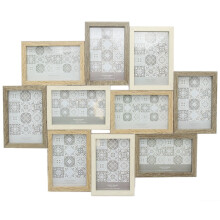Large 10 Aperture Wooden Hanging Photo Picture Collage Multi Tonal Frame
