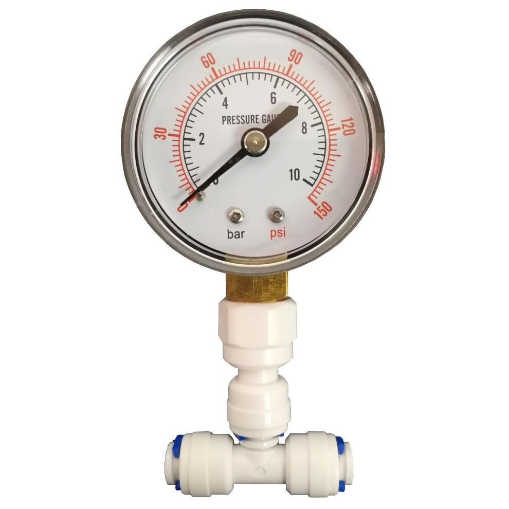 Pressure Gauge for Reverse Osmosis Systems with 1/4" connection by Finerfilters