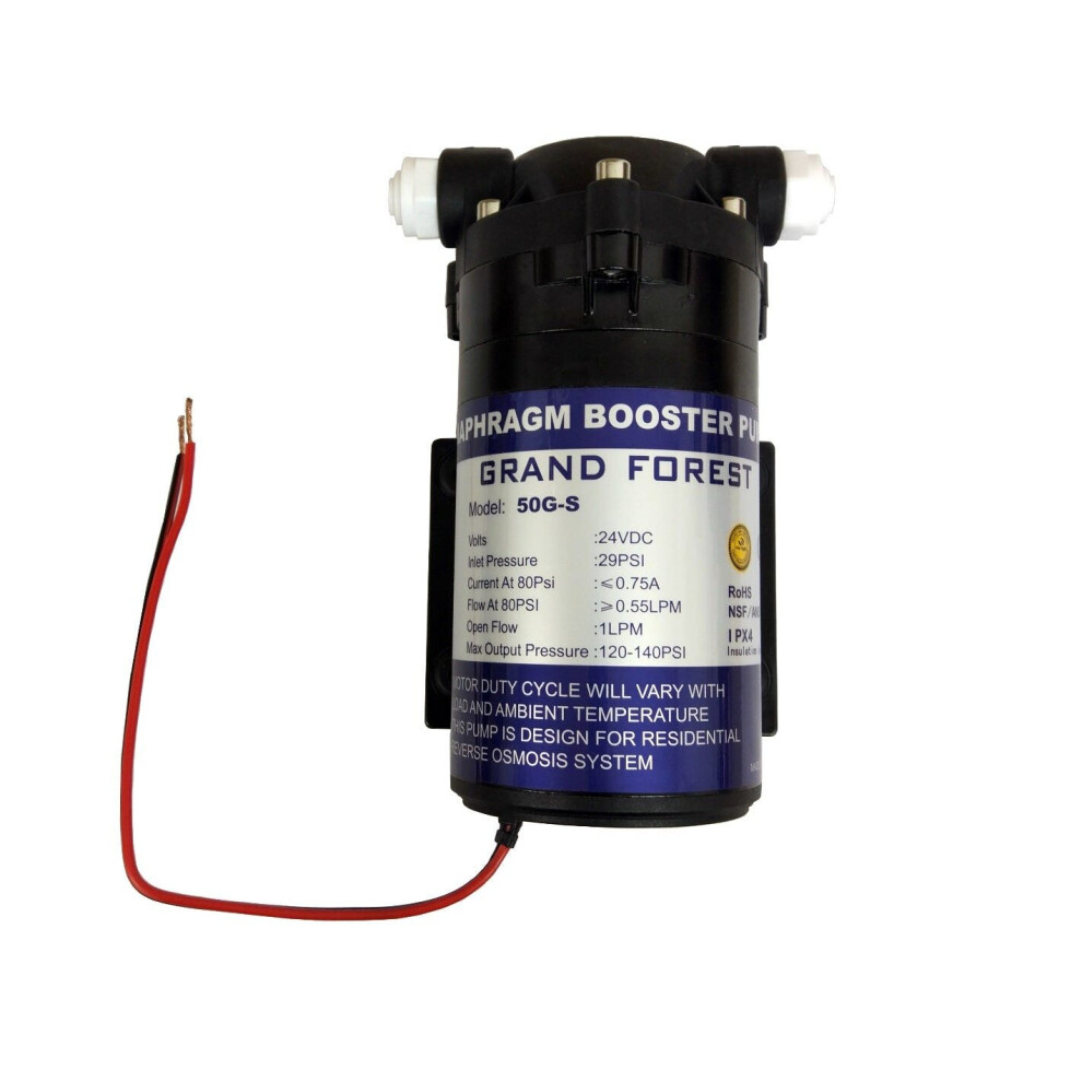 Grand Forest Diaphragm Booster Pump and Transformer for Reverse Osmosis Systems 50 GPD