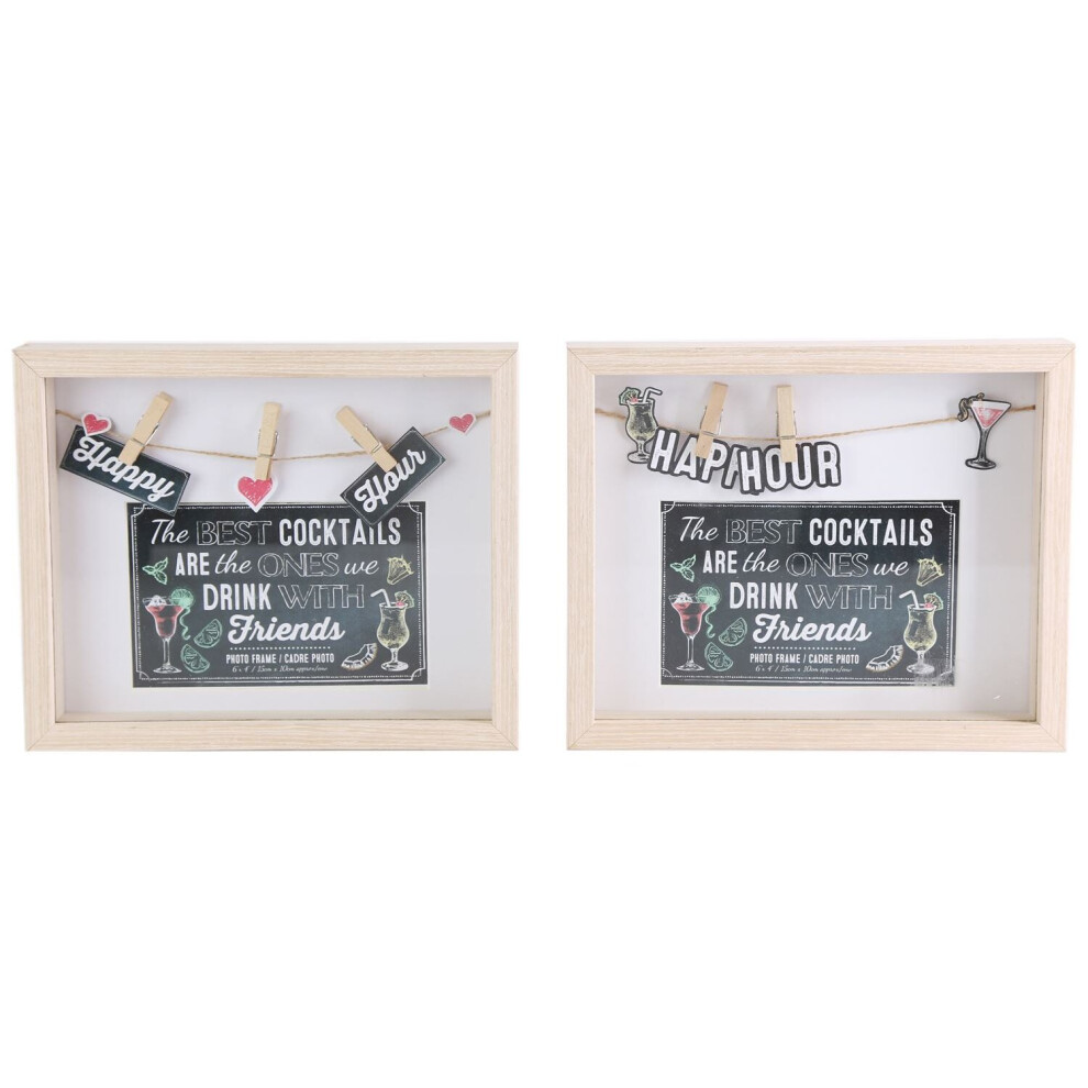 Clothes Line Wooden Box Frame With Pegs For Cocktail Party Photo 4 x 6 ~ Design Vary