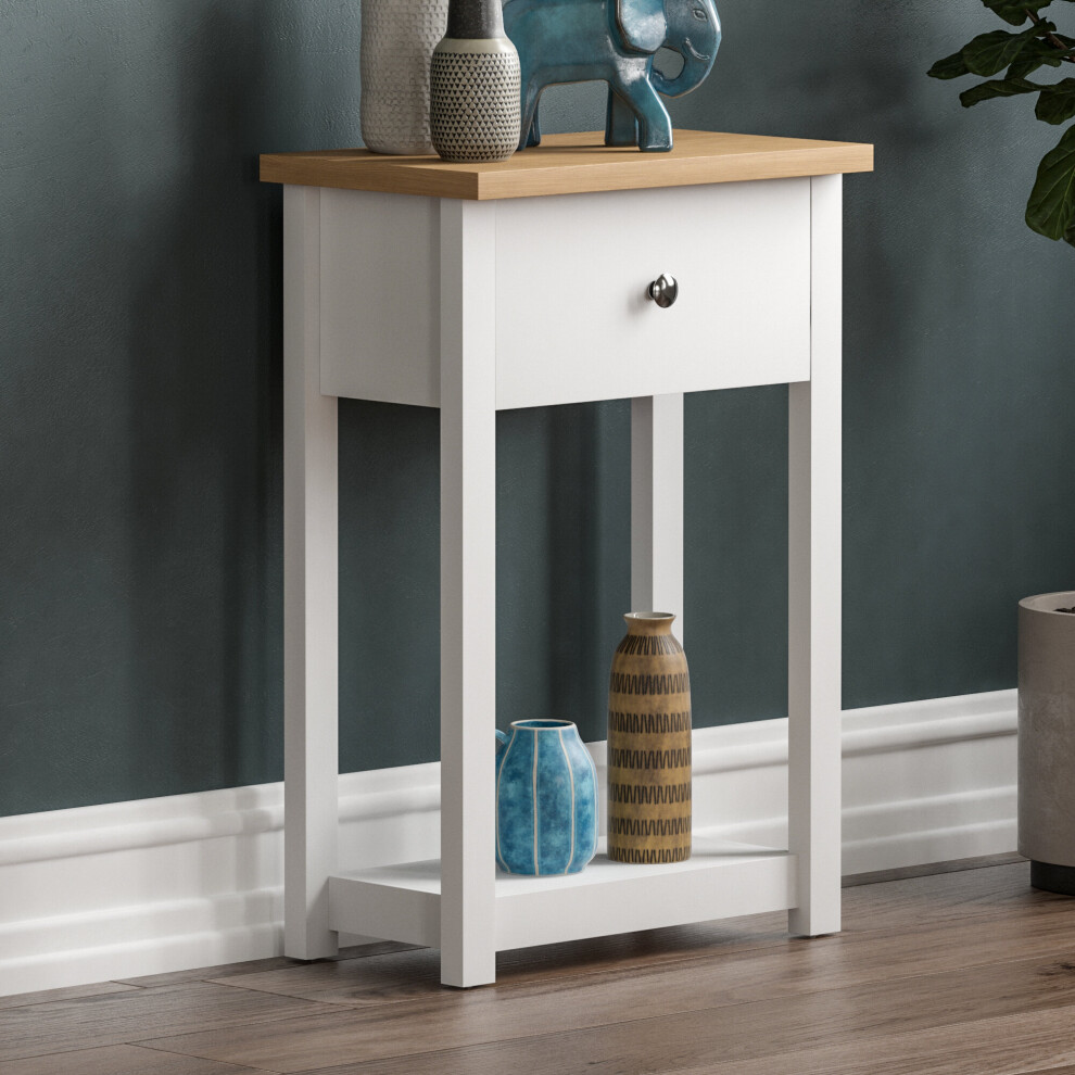 (White & Oak) Arlington 1 Drawer Console Table Hallway Storage