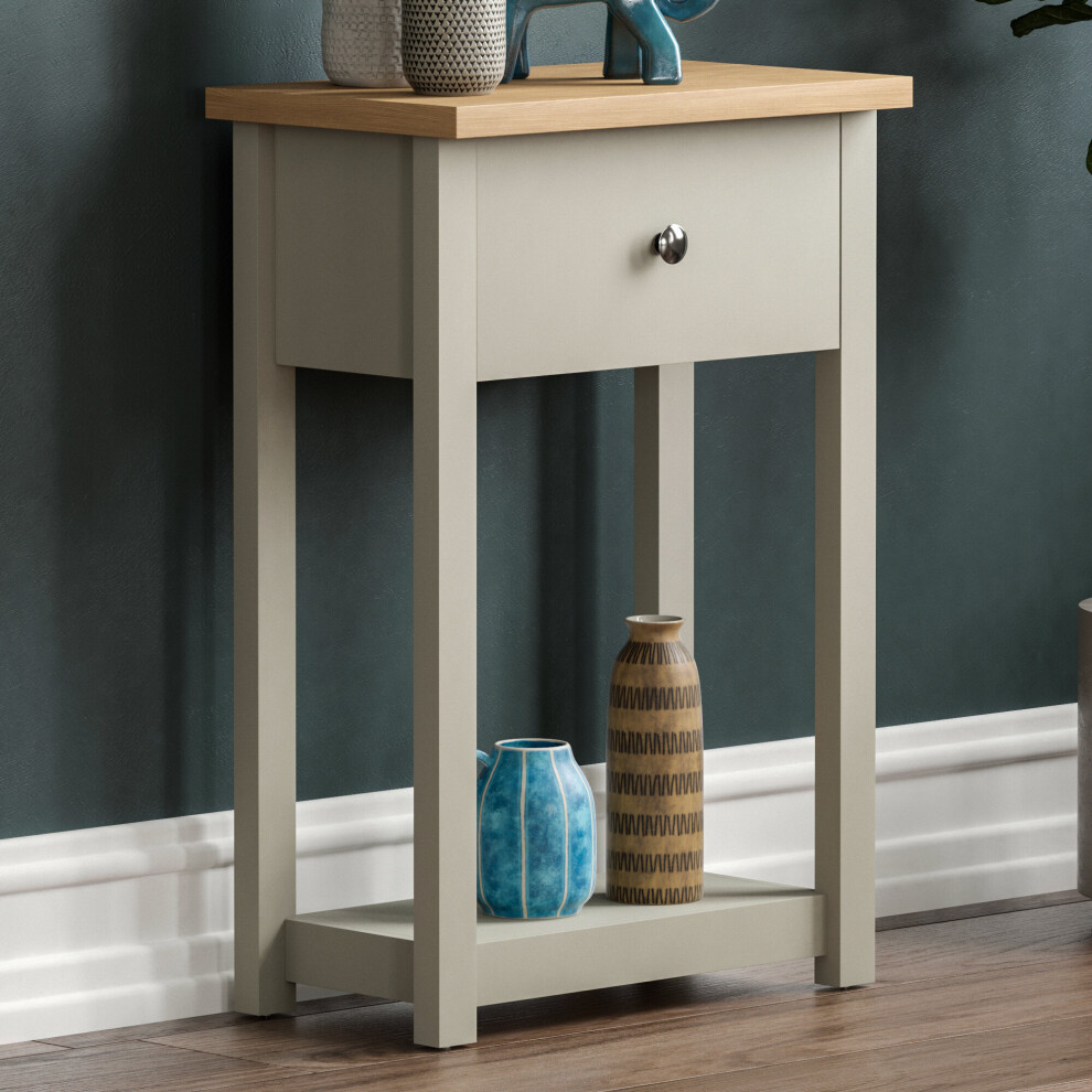 (Grey & Oak) Arlington 1 Drawer Console Table Hallway Storage