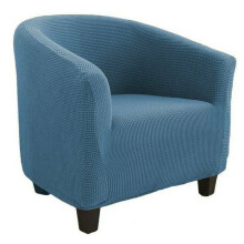 (Blue) Elastic Tub Chair Armchair Slipcover Single Seaters Plain Comfy Sofa Seat Cover
