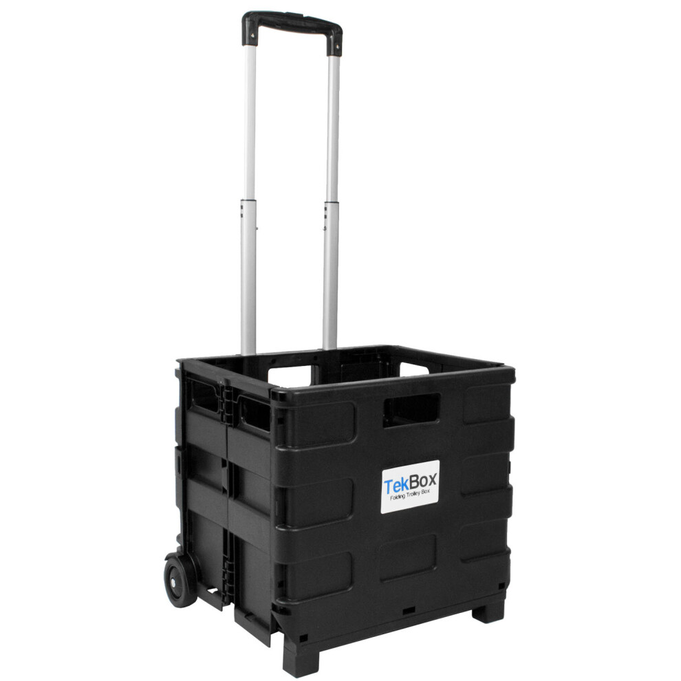 Tekbox Folding Boot Cart Shopping Trolley Fold Up Storage Box Crate Foldable