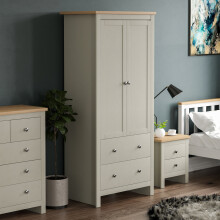 (Grey & Oak) Arlington 2 Door 2 Drawer Wardrobe Shaker Style