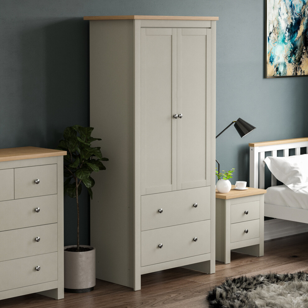Vida Designs ( & Oak) Arlington 2 Door 2 Drawer Wardrobe Shaker Style Grey