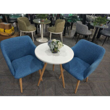 (Blue, 1) Classic Fabric Tub Chair Wing Back Armchair Sofa Vanity Bedroom Dressing Chair