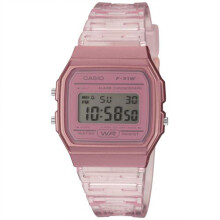Casio F-91WS-4EF Pink Digital Quartz Ladies' Watch - Retro Square Dial, Resin Strap, LED Light, Stopwatch, Alarm, 30m WR