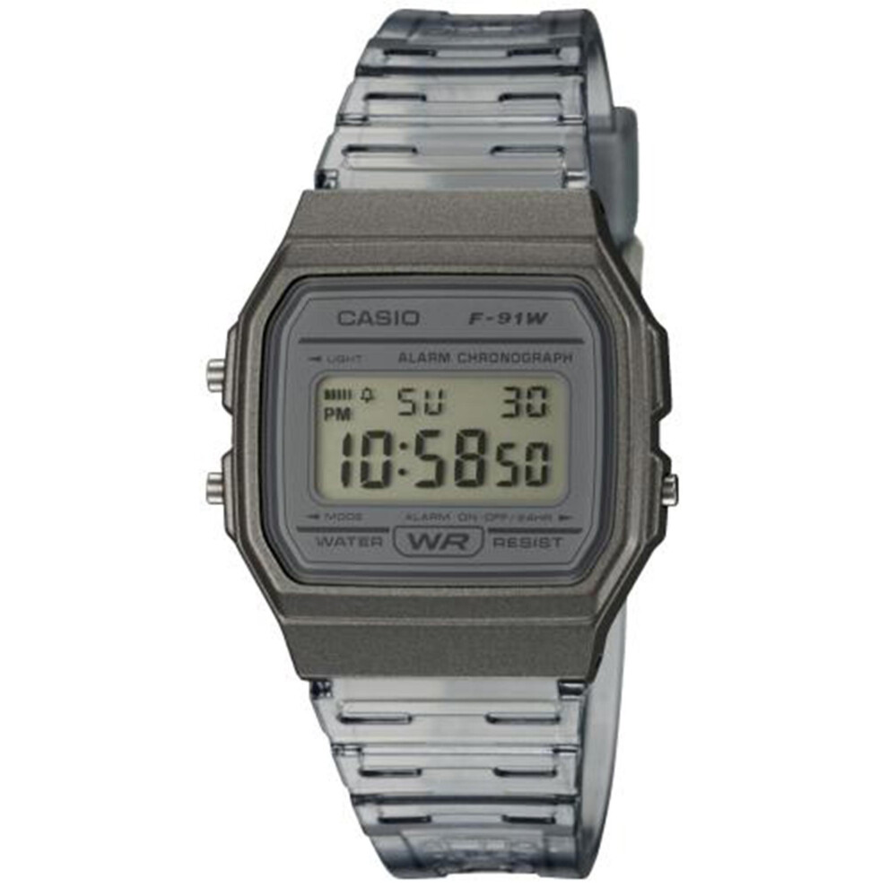 Casio Collection Quartz Digital Dial Grey Resin Strap Ladies' Watch F-91WS-8EF