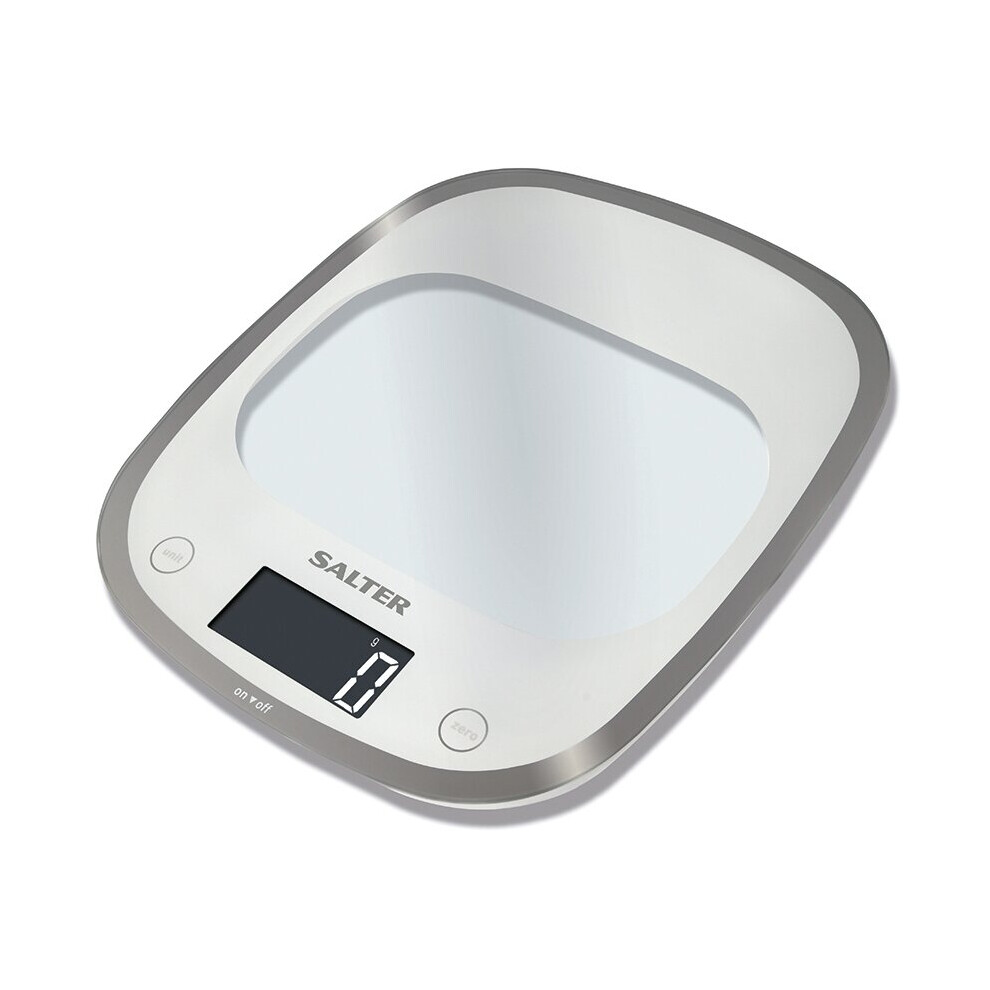 Salter Electrical Kitchen Scale Curve Glass White 1050WHDR