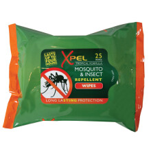 6x Xpel 25 Repellent Wipes - Deet-Free, Skin-Safe Natural Insect Repellent for Mosquitoes, Ticks & Bugs