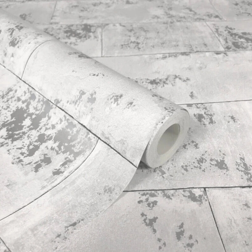 Rasch Brick Wall Grey Tile Marble Concrete Industrial Metallic Wallpaper 248678 4000441248678