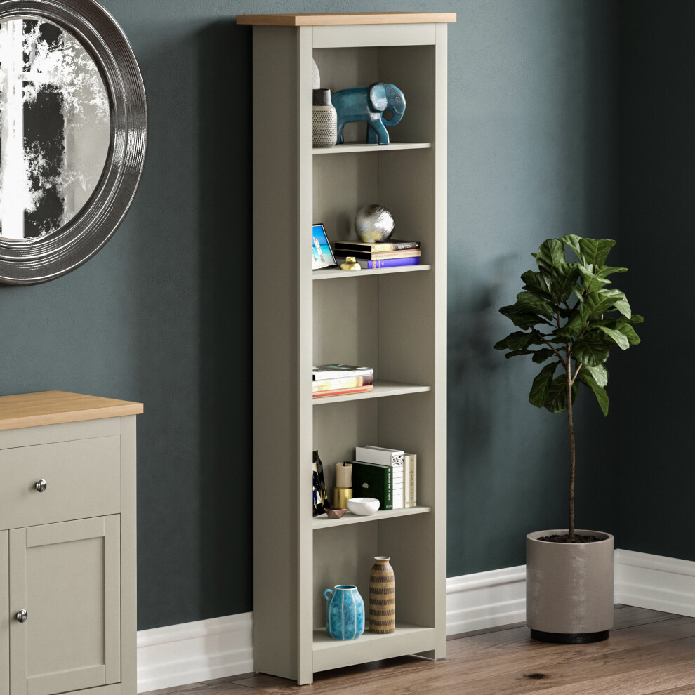 (Grey & Oak) Arlington 5 Tier Bookcase Shelf Library Storage