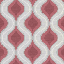 (10098-06 Red) Erismann Wave Luna Textured Wallpaper Glitter Geo Geometric Ogee Paste The Wall