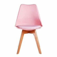 (PINK, 1) D&S Tulip Chair Plastic Wood Retro Dining Chairs White Black Grey Red Yellow Blue