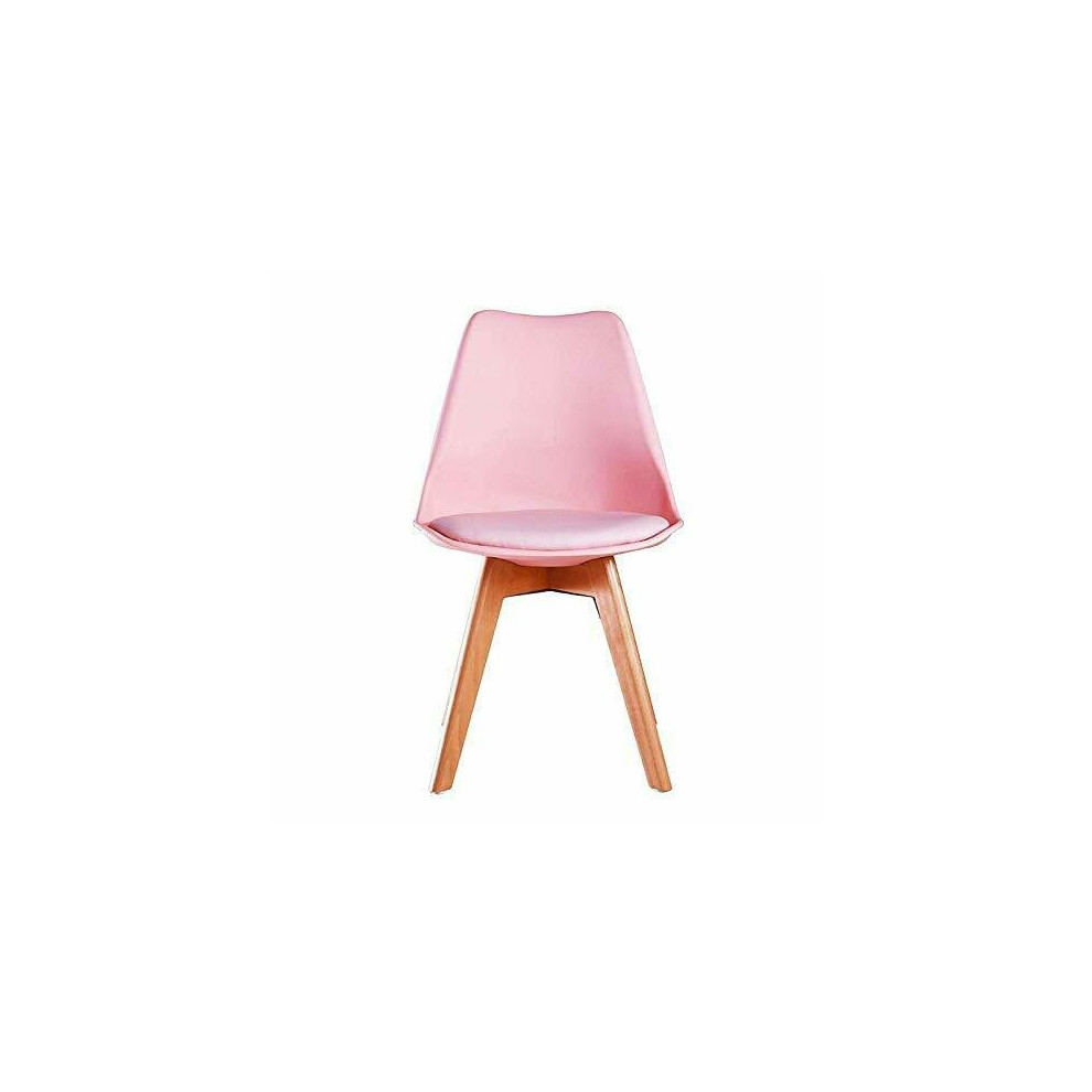 (PINK, 1) D&S Tulip Chair Plastic Wood Retro Dining Chairs White Black Grey Red Yellow Blue