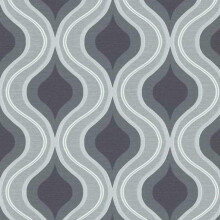 (10098-15 Charcoal Grey) Erismann Wave Luna Textured Wallpaper Glitter Geo Geometric Ogee Paste The Wall