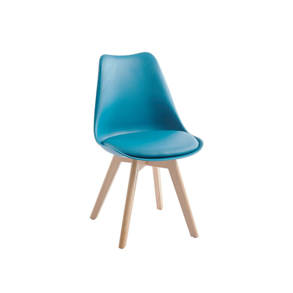 (BLUE, 4) D&S Tulip Chair Plastic Wood Retro Dining Chairs White Black Grey Red Yellow Blue