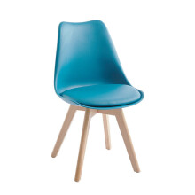 (BLUE, 2) D&S Tulip Chair Plastic Wood Retro Dining Chairs White Black Grey Red Yellow Blue