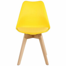 (YELLOW, 4) D&S Tulip Chair Plastic Wood Retro Dining Chairs White Black Grey Red Yellow Blue