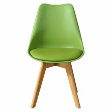 (GREEN, 1) D&S Tulip Chair Plastic Wood Retro Dining Chairs White Black Grey Red Yellow Blue