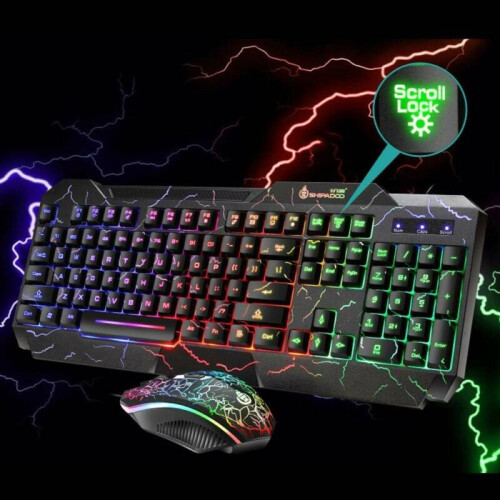 Wired LED Rainbow RGB Gaming Keyboard and Mouse Set Illuminated for PC Laptop 2