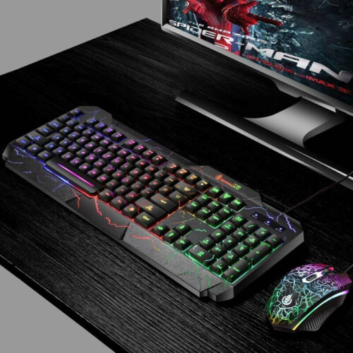 Wired LED Rainbow RGB Gaming Keyboard and Mouse Set Illuminated for PC Laptop 1