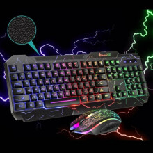 Wired LED Rainbow RGB Gaming Keyboard and Mouse Set Illuminated for PC Laptop