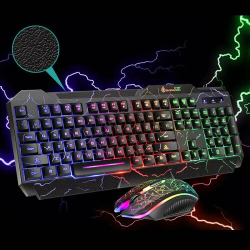 Wired LED Rainbow RGB Gaming Keyboard and Mouse Set Illuminated for PC Laptop
