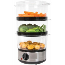 3 TIER STAINLESS STEEL ELECTRIC FOOD VEG 6 LTR STEAMER 400W TIMER RICE FISH