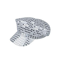 70'S DISCO ADULT HAT CAP FANCY DRESS SILVER SEQUIN SHINY STAG/HEN PARTY NIGHT