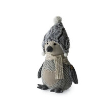 Blue Canyon Snowy Penguin Doorstop in Grey