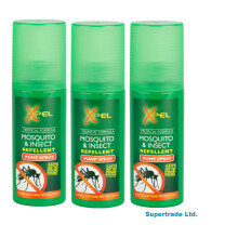 3 x Xpel Mosquito & Insect Repellent Pump Spray Tropical Formula 70ml