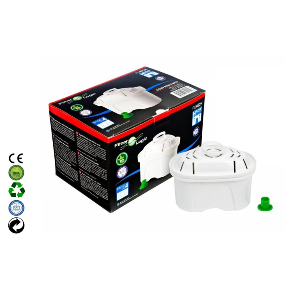 Filterlogic Fl-402H Cartridges Compatible With Brita Maxtra Jug Water Filters Pack Of 4