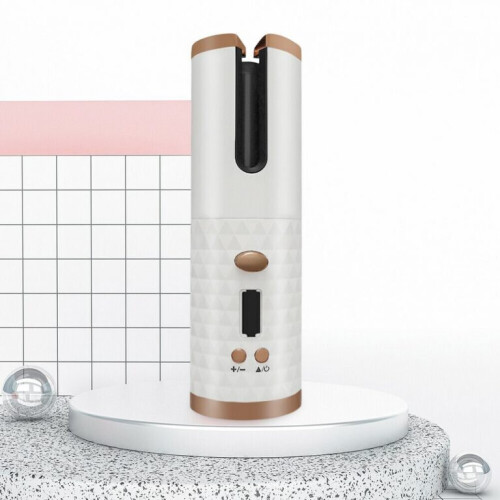 (White) Auto Rotating Ceramic Hair Curler