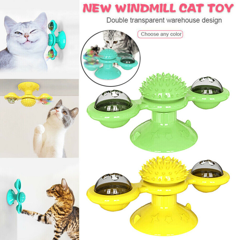 (Lake Blue) Windmill Toy For Cat Puzzle Turntable Pet Interact