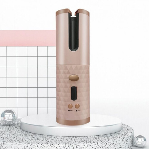 (Pink) Auto Rotating Ceramic Hair Curler