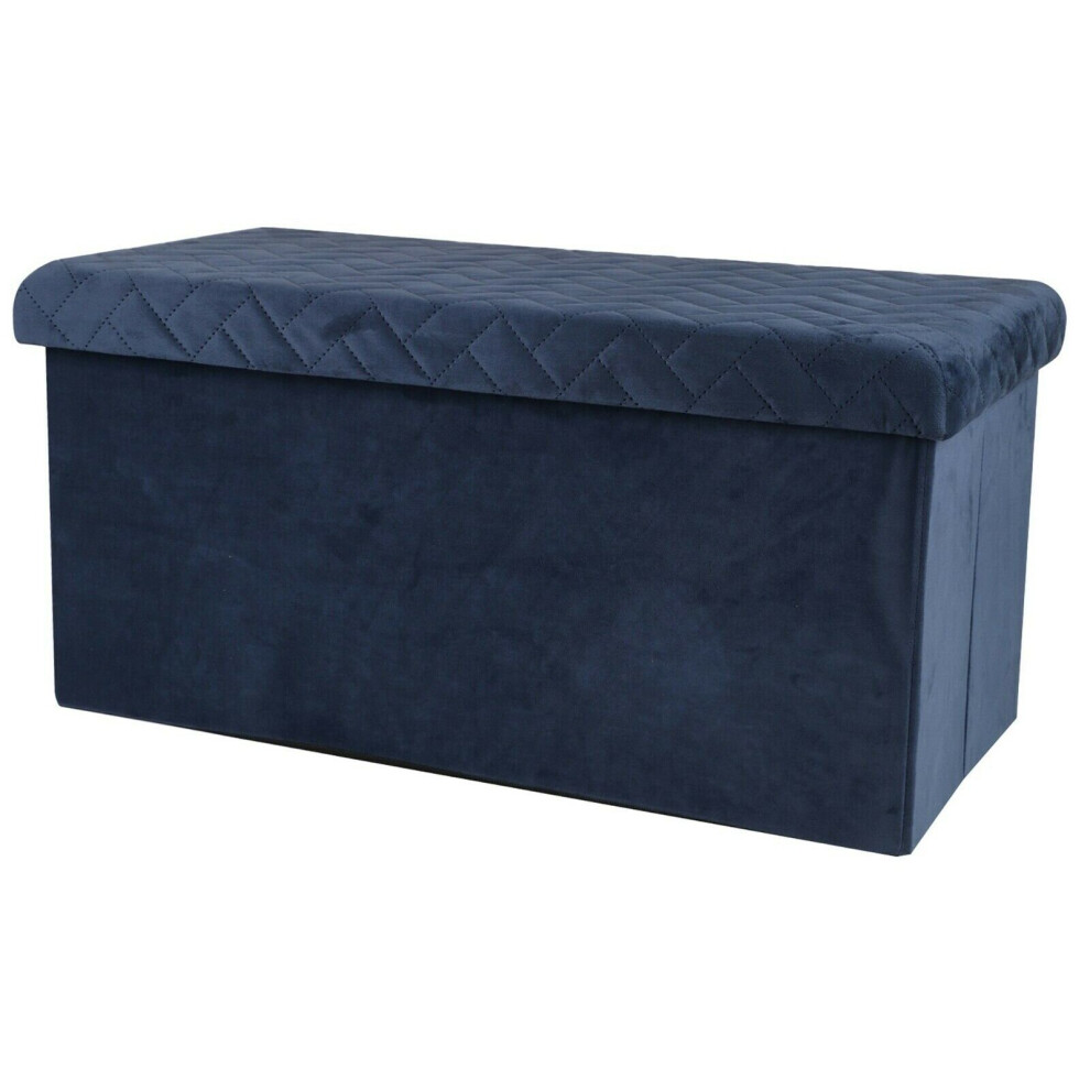 Ottoman Large Pouffe Storage Box & Seat up to 120kg Velvet Blue