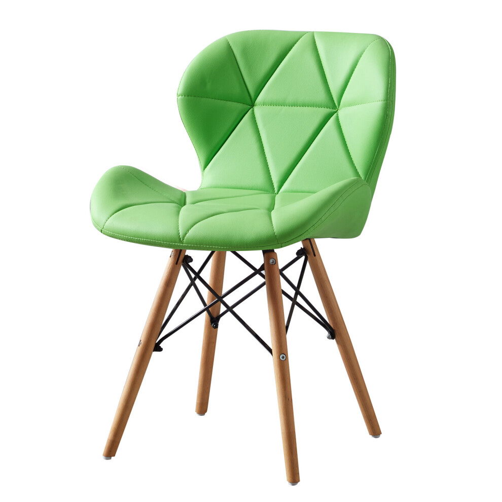 (Green) MOF Dining Chairs Wood Legs & Comfortable Padded