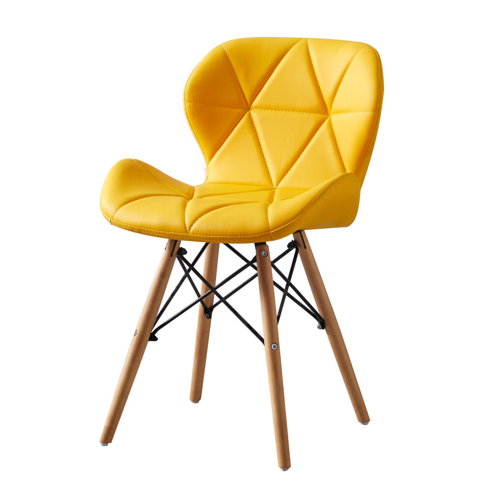 (Yellow) MOF Dining Chairs Wood Legs & Comfortable Padded