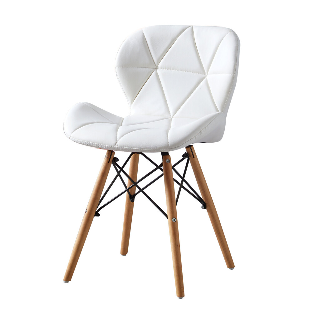 (White) MOF Dining Chairs Wood Legs & Comfortable Padded