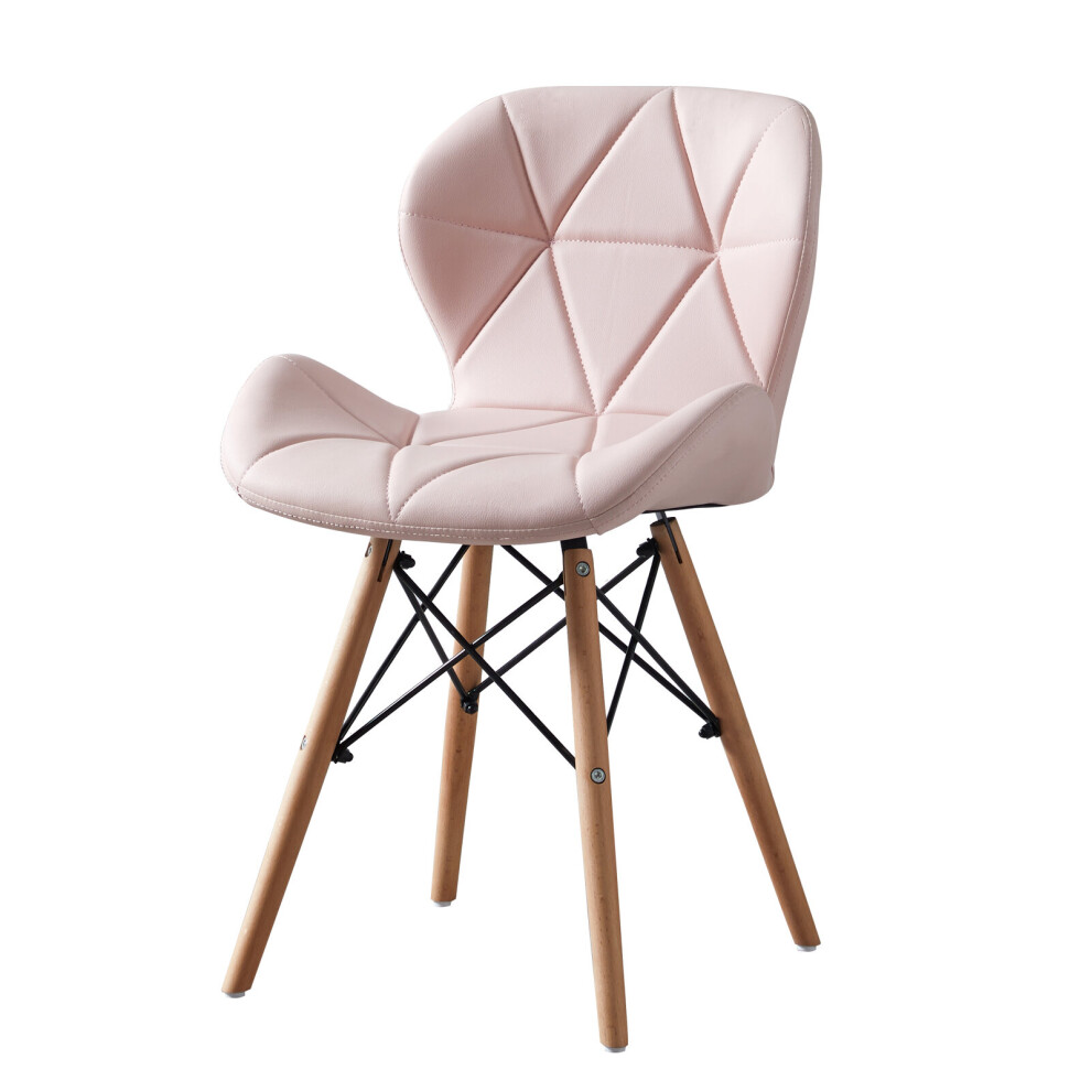 (Pink) MOF Dining Chairs Wood Legs & Comfortable Padded