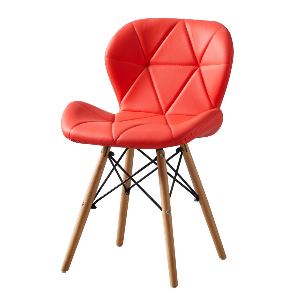 (Red) MOF Dining Chairs Wood Legs & Comfortable Padded